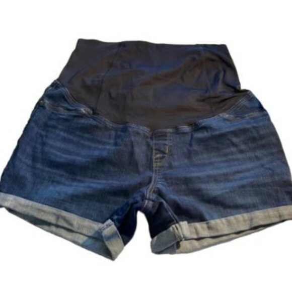 ISABEL MATERNITY DENIM BLUE MIDI SHORT JEANS SIZE 12/31 EUC #3294 - Picture 1 of 5